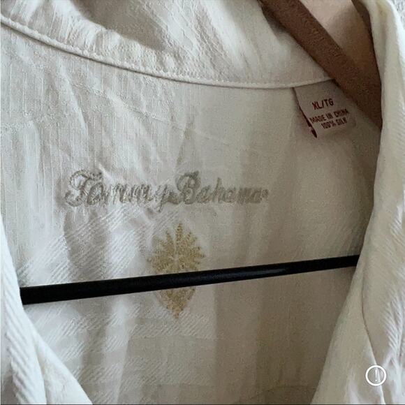 Tommy Bahama 100% Silk Neutral Embossed Light Print XL - Picture 3 of 5